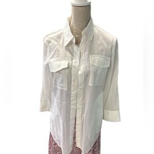 Theory 100 % cotton button down white shirt